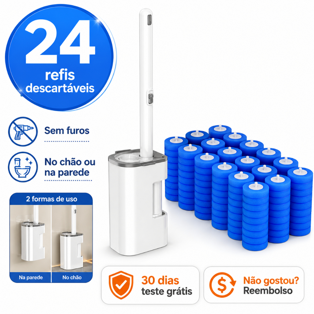 Toilet Brush with Disposable Refills, Toilet Cleaning Holder, 24-Refill Kit