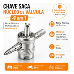 Chave Saca Núcleo de Válvula de Pneu – Tarraxa 4 Usos
