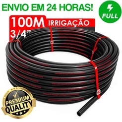 Mangueira de Irrigação 3/4" Reforçada Polietileno Preto Rolo com 100 Metros Vermelho