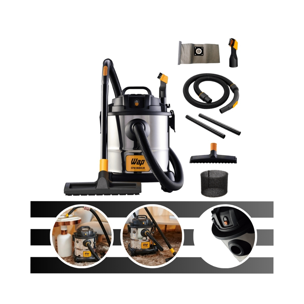 Aspirador de Pó e Água 1600w GTW Inox 20 Litros WAP