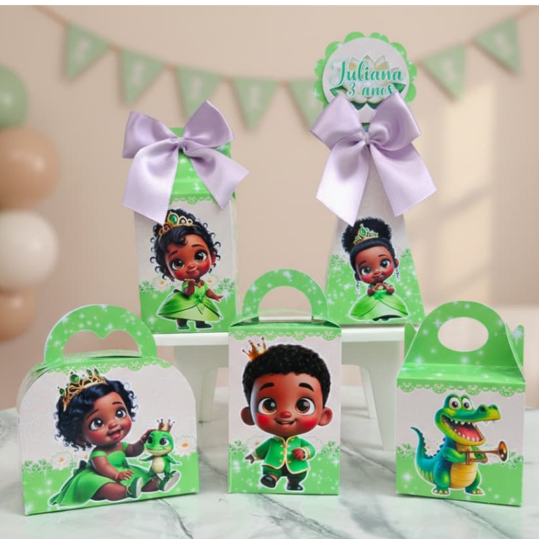 Kit Caixas Personalizadas / Princesa Tiana baby / Lembrancinhas/ Kit festas / Pegue e Monte