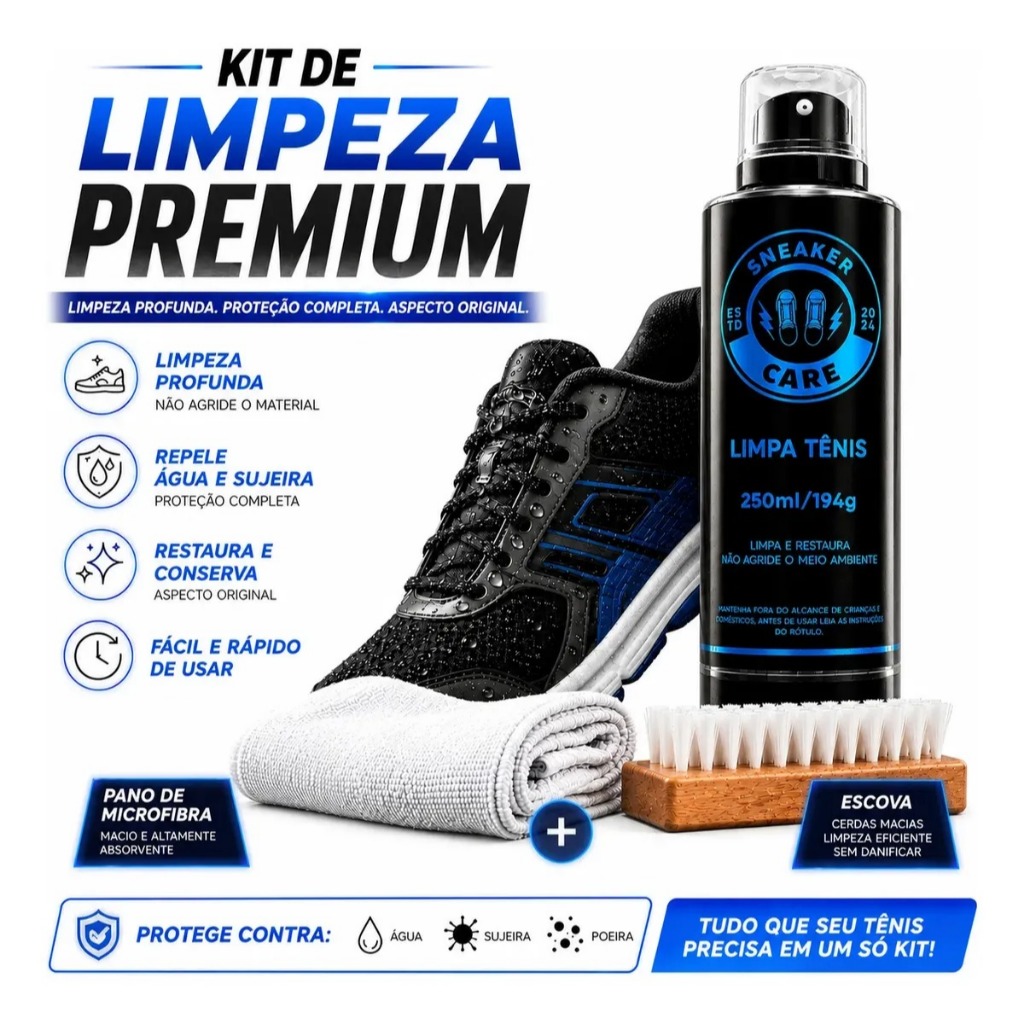 Kit De Limpeza E Cuidados Para Tênis Sneakers Calçados