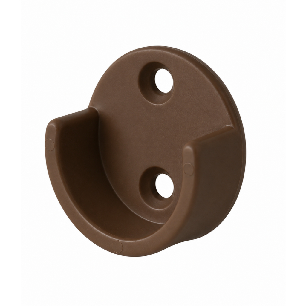 Suporte para Cabideiro Tipo Meia Cana Sem Espiga Marrom Kit 100 Peças | Suporte Resistente