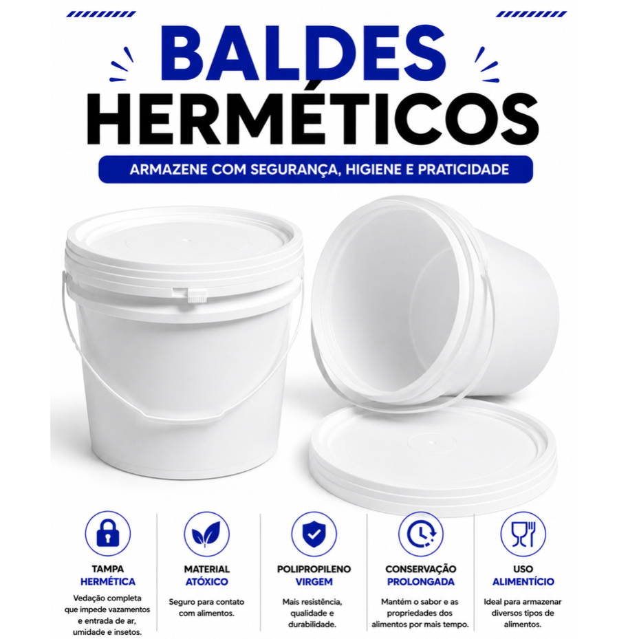Balde Plástico Atóxico Alimentício 3,6L Tampa Hermética ultra pratico tinta graos azeitonas