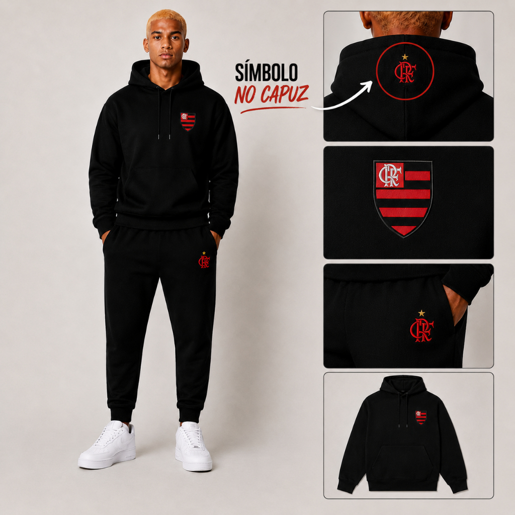 Conjunto Kit Moletom Blusa de Frio + Calça Abrigo Unissex Masculino Feminino Time Futebol