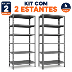 Kit 2 Estantes de Aço 6 Prateleiras 180x95x28cm Multiuso Reforçada Organizadora