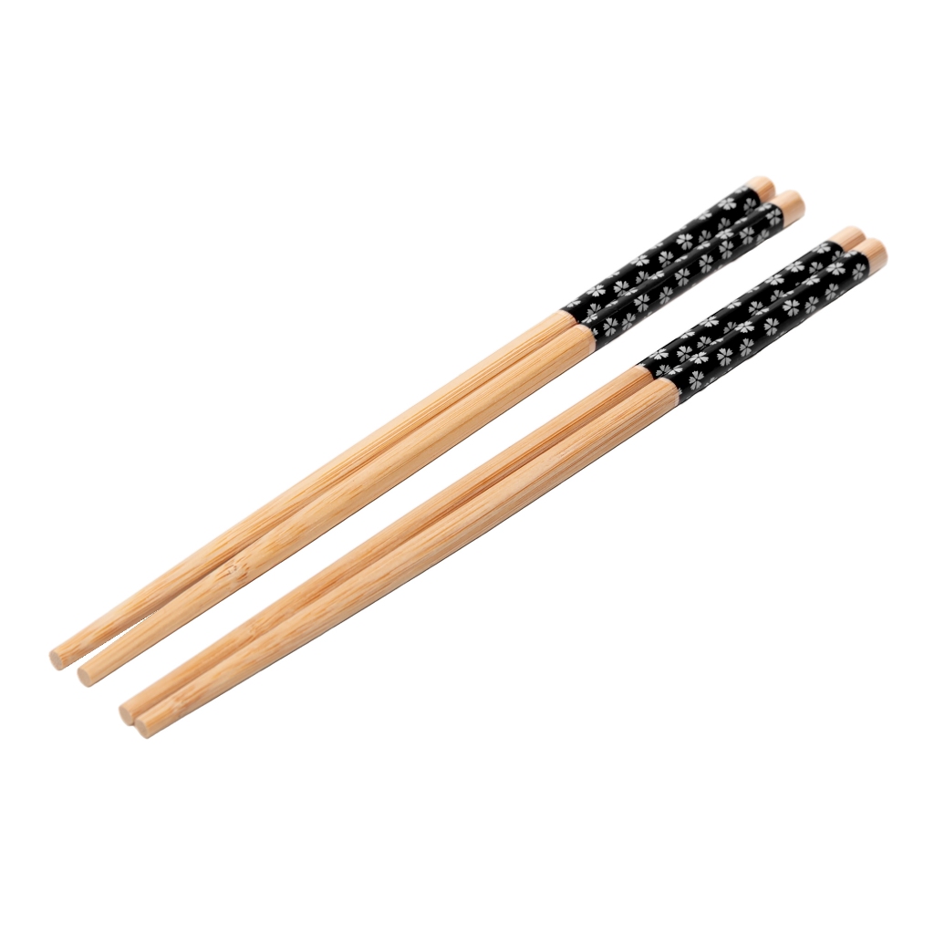 Conjunto 4 Hashis Sunflower Bambu Preto 24cm (2 Pares) - Lyor