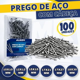 Prego de Aço com Cabeça 100 Unidades Prego 17x21 17x27 15x15 Vários Tamanhos