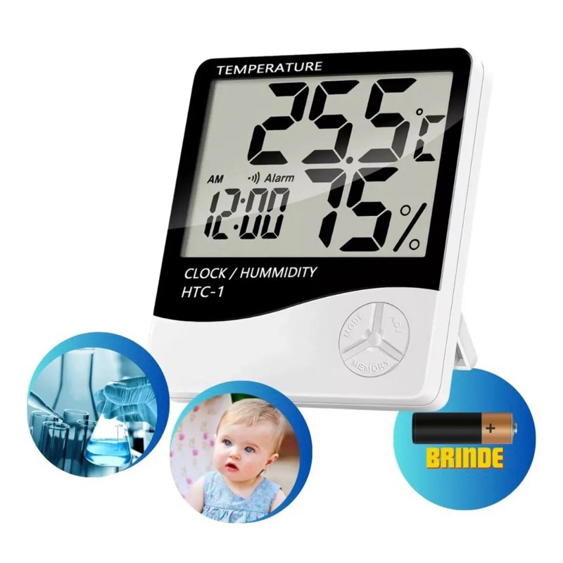 Termo Higrômetro Digital Relogio Temperatura Umidade Exbom original + Pilhas