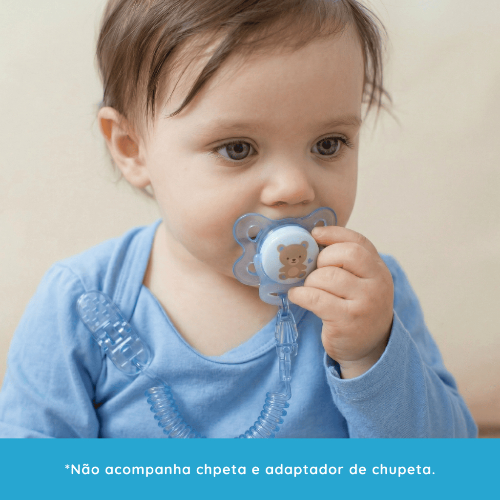 KIT Prendedor de Chupeta Mola P/ Bebê Infantil - Azul ou Rosa