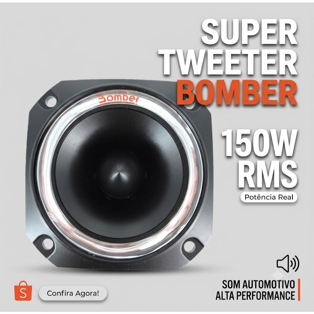 Mini Super Tweeter Bomber 150W RMS 8 Ohms P-ST 001 Som Automotivo Profissional Trio elétrico Caixa BOB