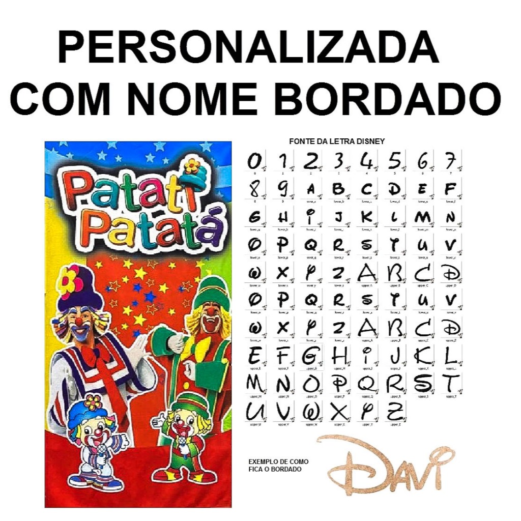 Toalha Infantil Banho Praia Algodão Grande Personagem Patati Patata