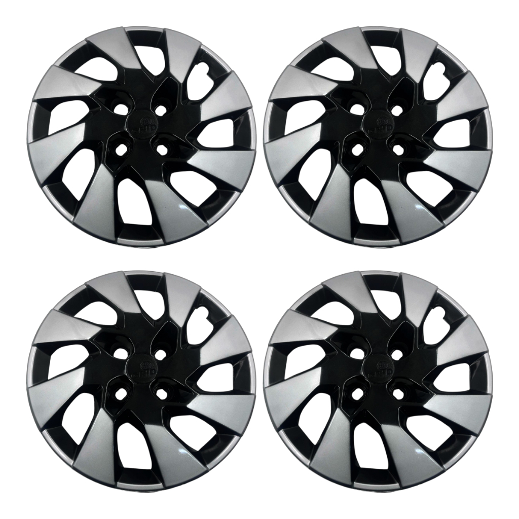 Jogo Kit 04 Calota Carlota Roda Aro 15 Emblemas Gm Onix Prisma 2014 2015 2016 Preto Prata