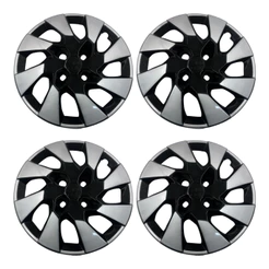Jogo Kit 04 Calota Carlota Roda Aro 15 Emblemas Gm Onix Prisma 2014 2015 2016 Preto Prata