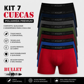 Kit 7 Cuecas Boxer Poliamida Premium – Máximo conforto, qualidade e excelente custo-benefício.