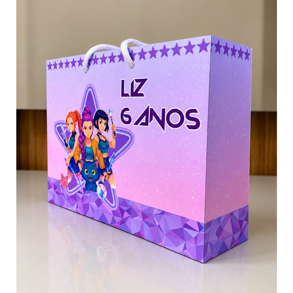 Sacolinha Personalizada Guerreiras do K pop | Lembrancinhas | Aniversário | Sacola Surpresa