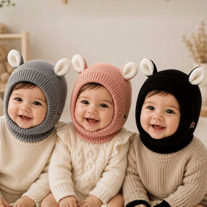 Kit 3 Touquinhas Gorro Touca Infantil Completa quentinha com Orelinhas fofas