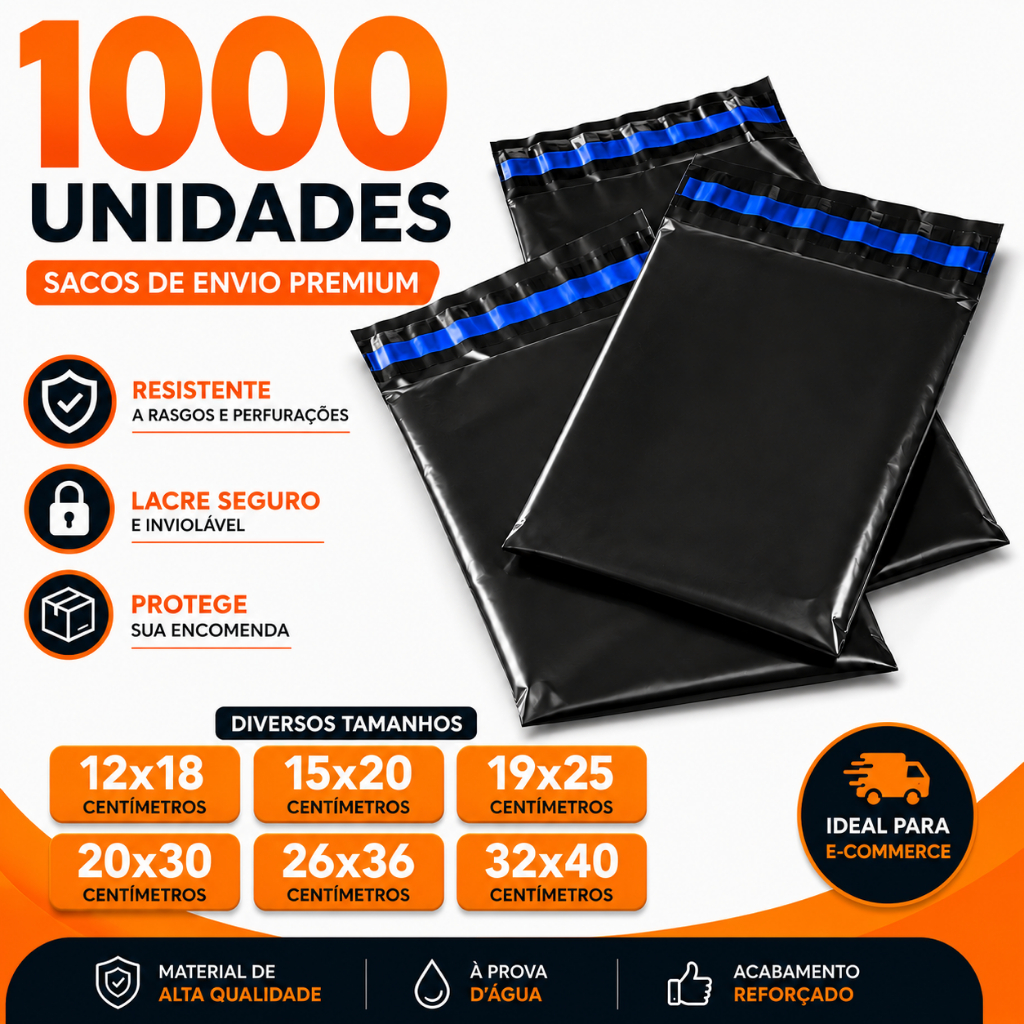 Kit 1000 Unidade Envelope de Envio Saco de Envio Cinza Embalagem 12x18 15x20 19x25 20x30 26x36 32x40