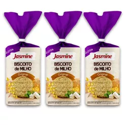 Kit 3un Biscoito de Milho Sem Glúten Jasmine 130g