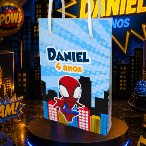 Sacolinha Personalizada Homem Aranha Pegue e Monte para festas lembrancinhas personalizados, mimos