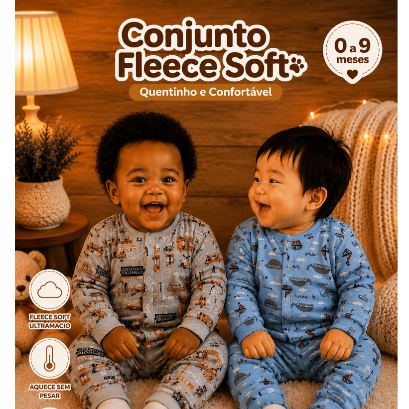 Kit 1 ou 2 Conjuntos Soft Fleece de menino - Bem quentinho e confortavel - Conjunto de Fleece - Masculino