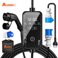 AUXOM Carregador Carro Elétrico Portátil 7kW 32A 220V Type 2 - 5 Níveis de Corrente Ajustável