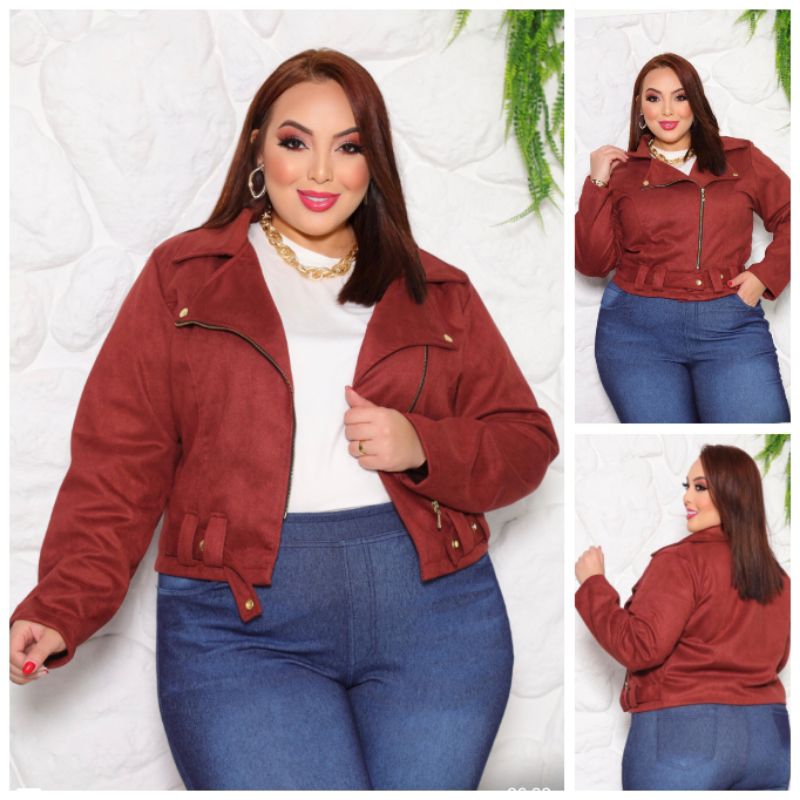 Jaqueta Blusa de Frio Suede Feminina Plus Size Moda Outono Inverno