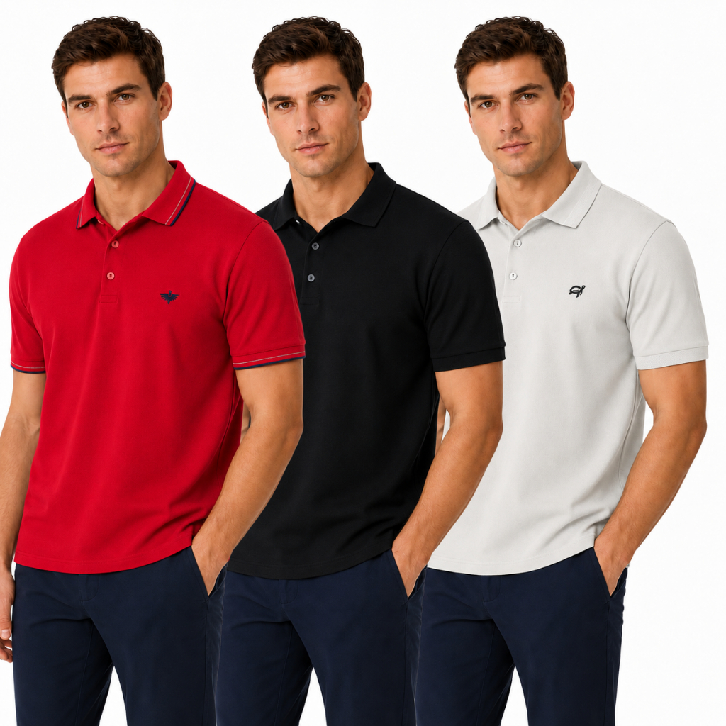 Kit 3 Camisas Polo Masculinas Gola Polo Piquet Promoção — imagem 2 de 2