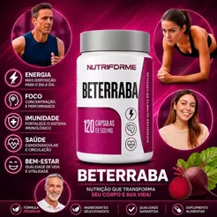 Beterraba Nutriforme | Força, Disposição & Saúde | 120 Cáps 500mg Suplemento Natural
