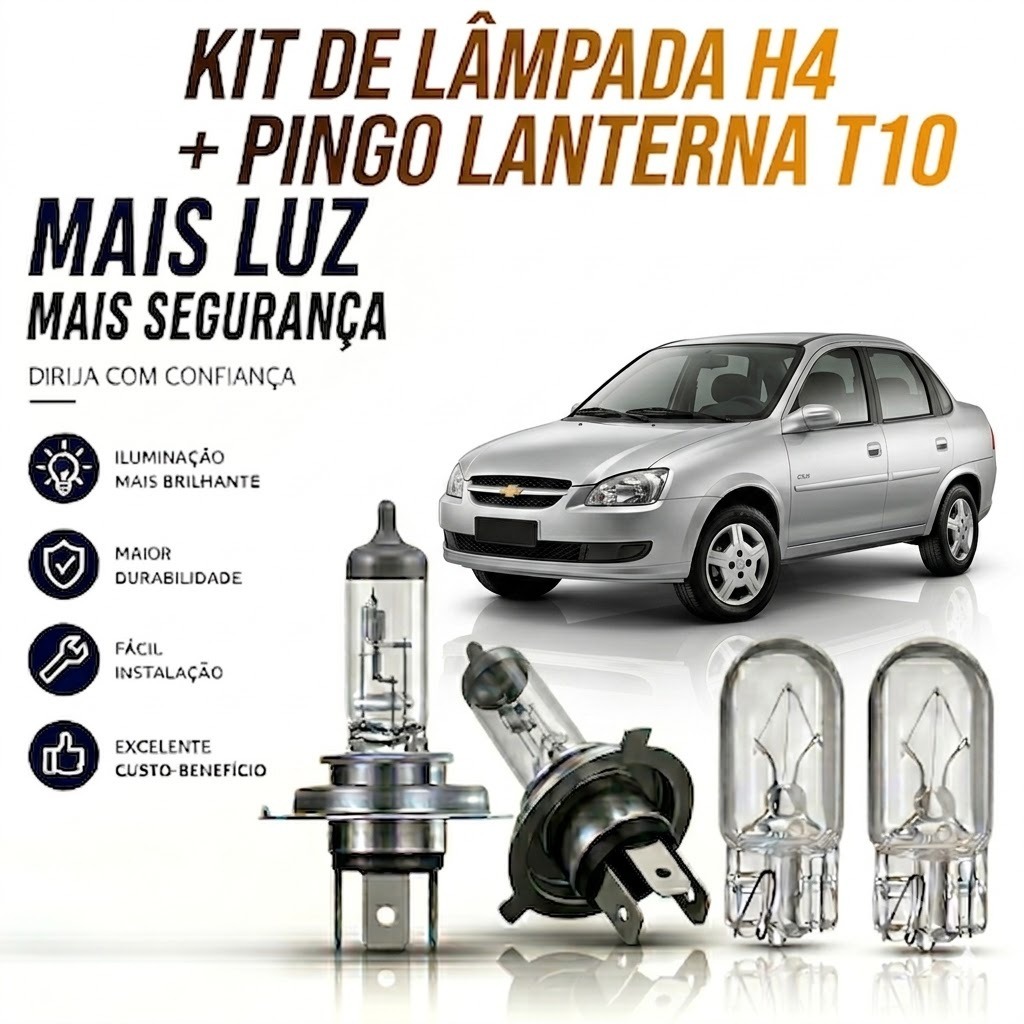 Lampada farol BAIXO / ALTO + LANTERNA GM CORSA CLASSIC 2010 ATÉ 2016