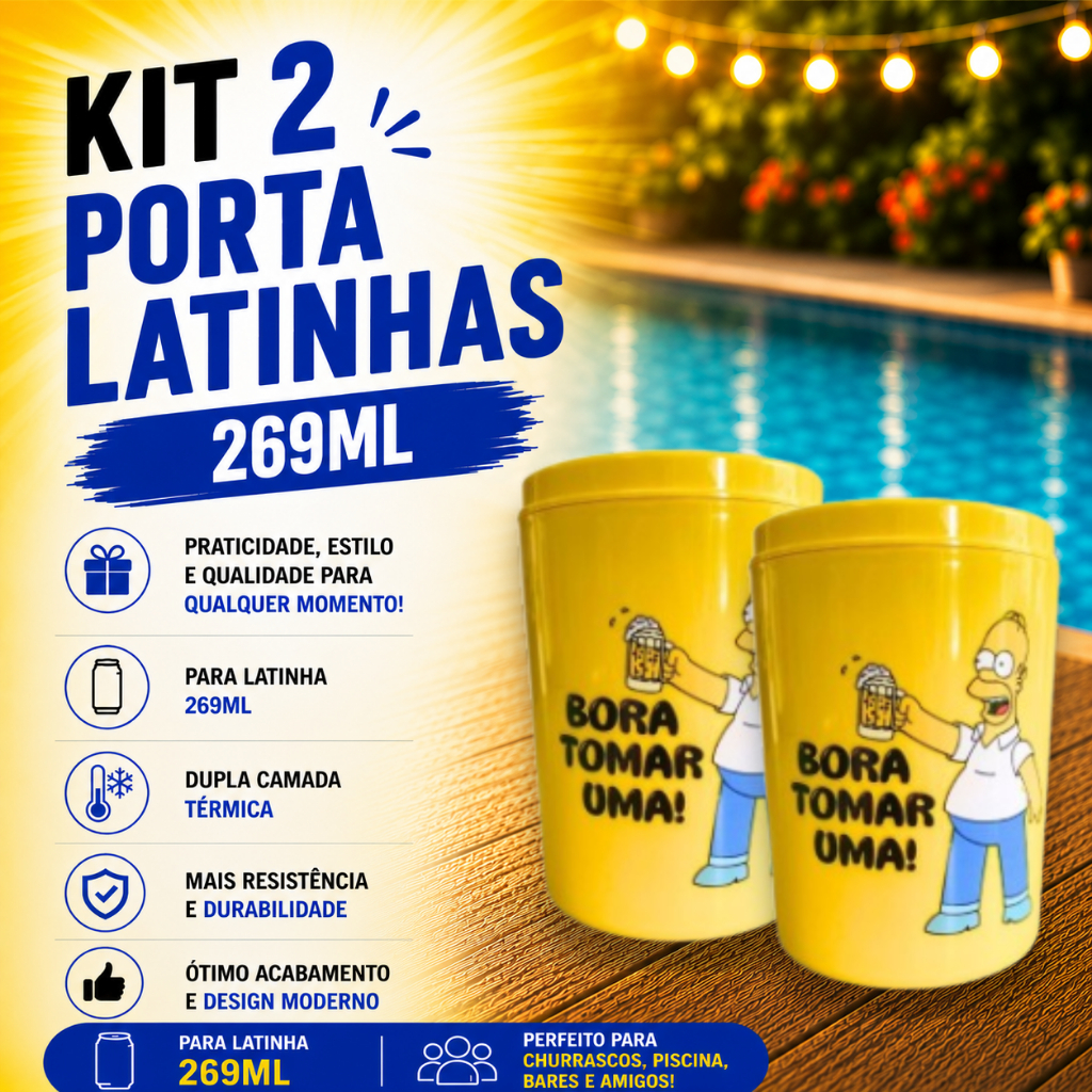 Kit 2 Porta Lata 269ml Suporte Lata Palito Fininha Térmico Cerveja Personalizados