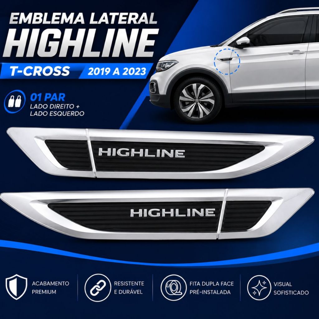 Par Emblema Paralama Lateral HIGHLINE da T-cross 2018 a 2023