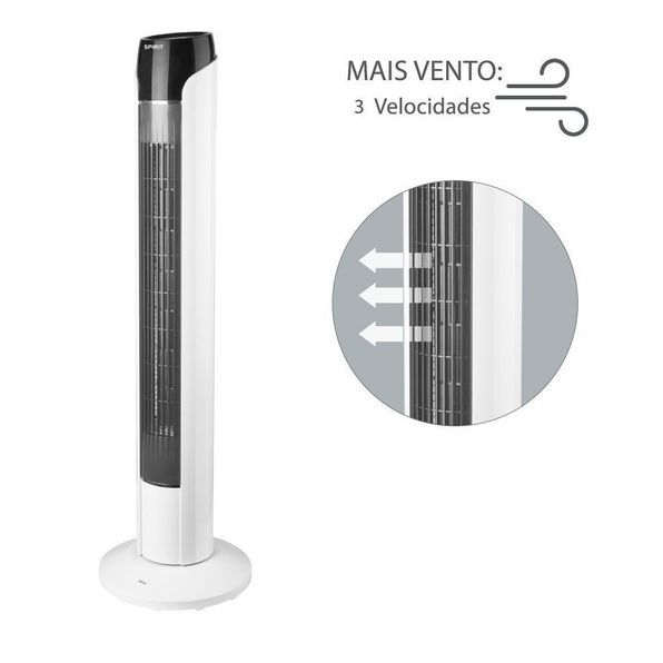 Ventilador Torre Spirit Easy 90 Cm Preto Prata - RefTS800
