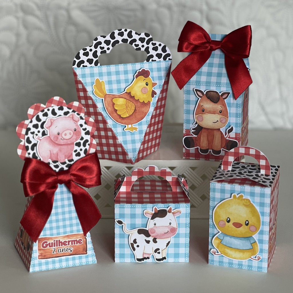 KIT FESTA Fazendinha Menino Personalizado pegue e Monte Lembrancinhas - Aniversário - Caixinha Personalizadas