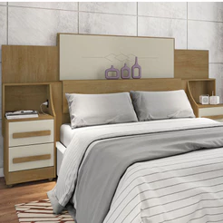 Cabeceira Quarto de Casal Extensível Síria com 4 Gavetas Moderna Cinamomo com Off White - RV Móveis