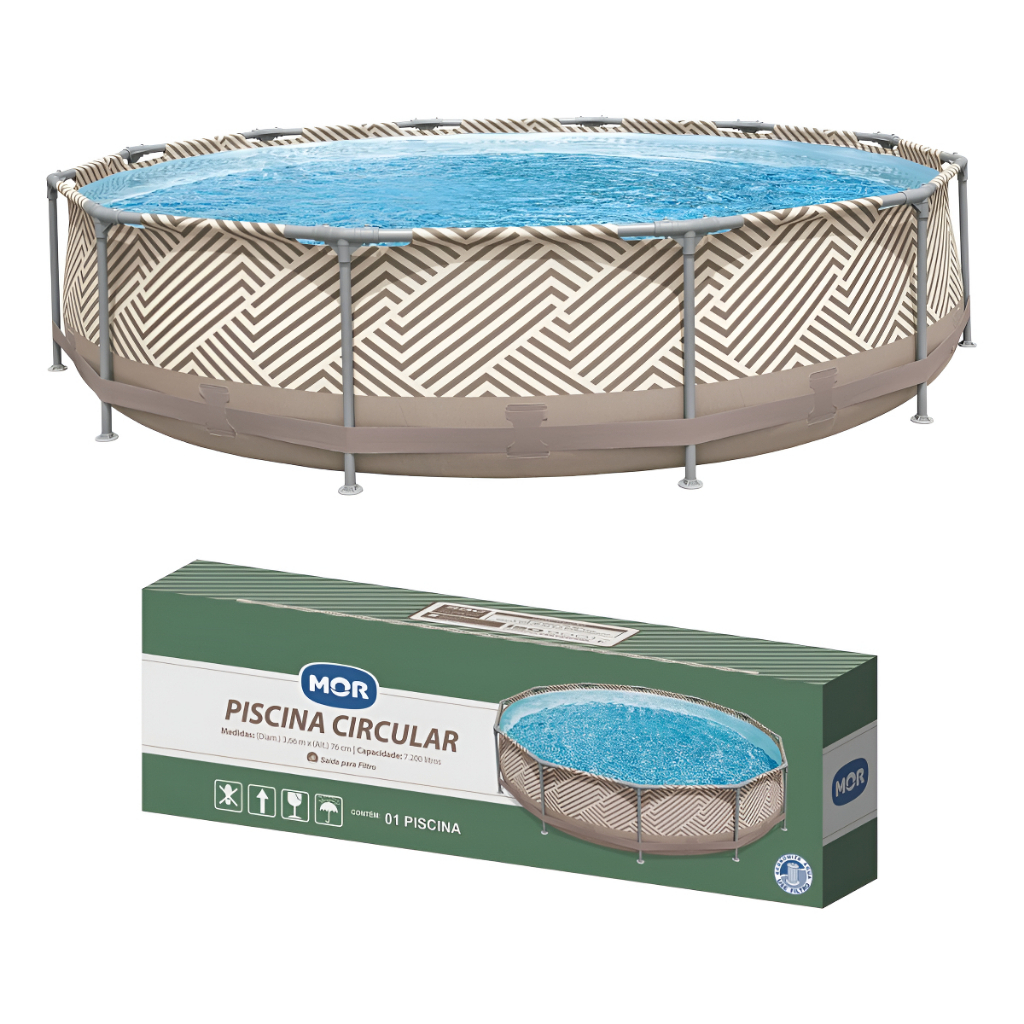 Piscina Redonda Estrutural PVC 7200 Litros 3.66 x 3.66m Mor