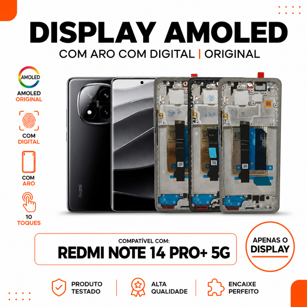 Display Redmi Note 14 Pro Plus+ 5G Frontal Amoled Original Tela C/Aro Chassi C/D