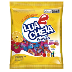 Balas Mastigáveis Dori Lua Cheia Recheada Frutas 500g Doces Para Festa Infantil