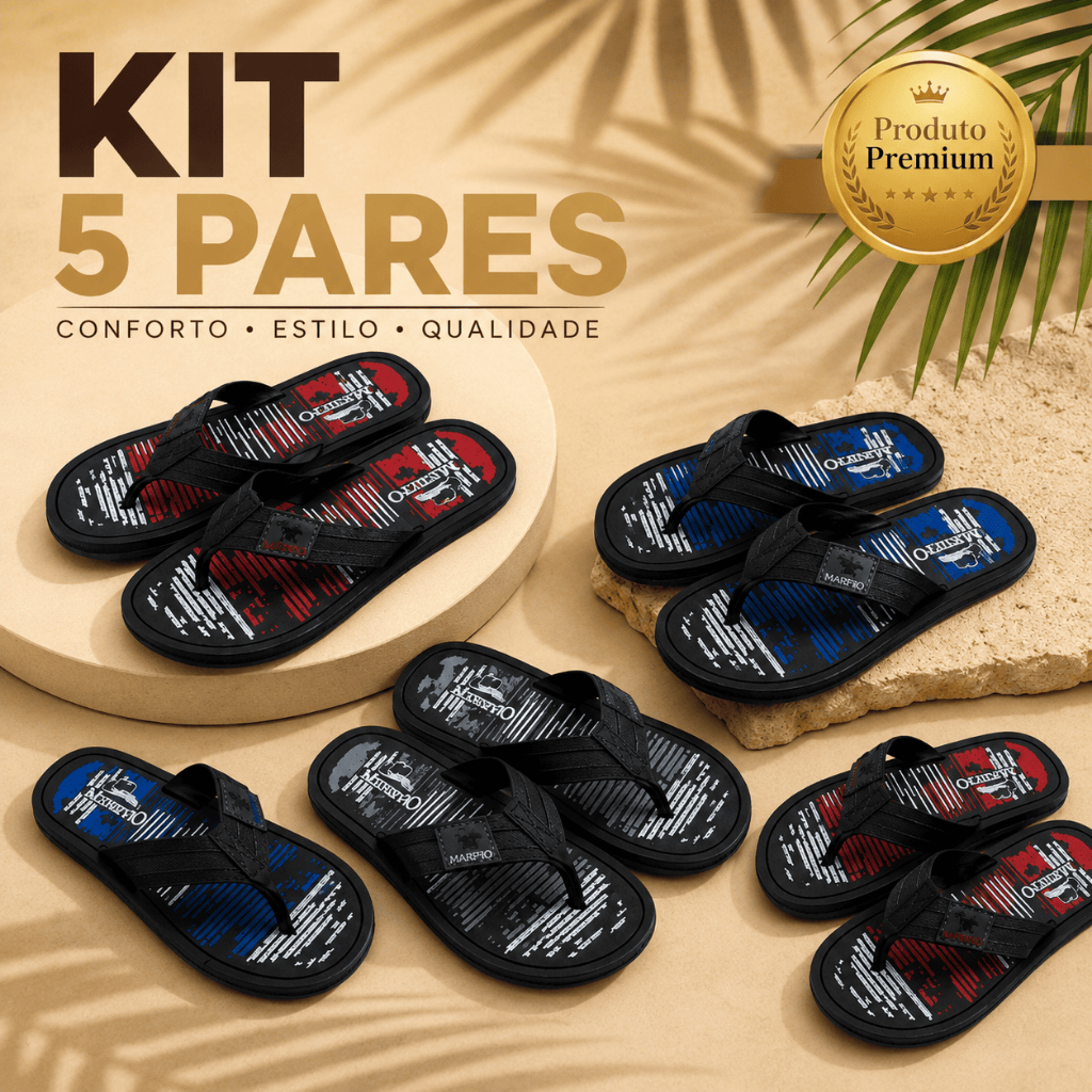 Kit 5 Pares Chinelo Masculino Confortável Antiderrapante Leve Casual Verão Envio Rápido