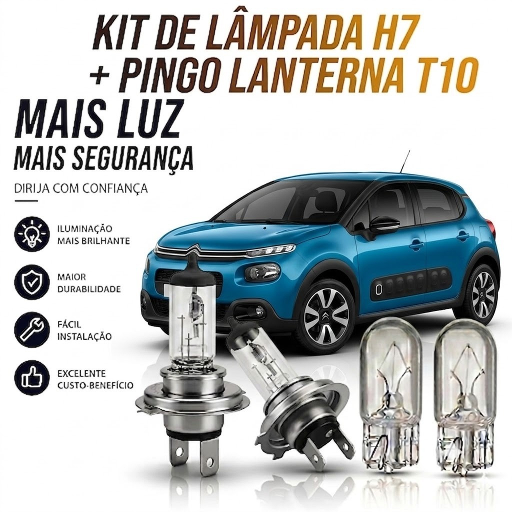 Lâmpada farol BAIXO / ALTO + LANTERNA CITROEN C3 2013 ATÉ 2024