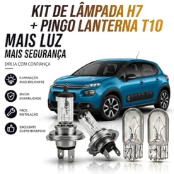 Lâmpada farol BAIXO / ALTO + LANTERNA CITROEN C3 2013 ATÉ 2024