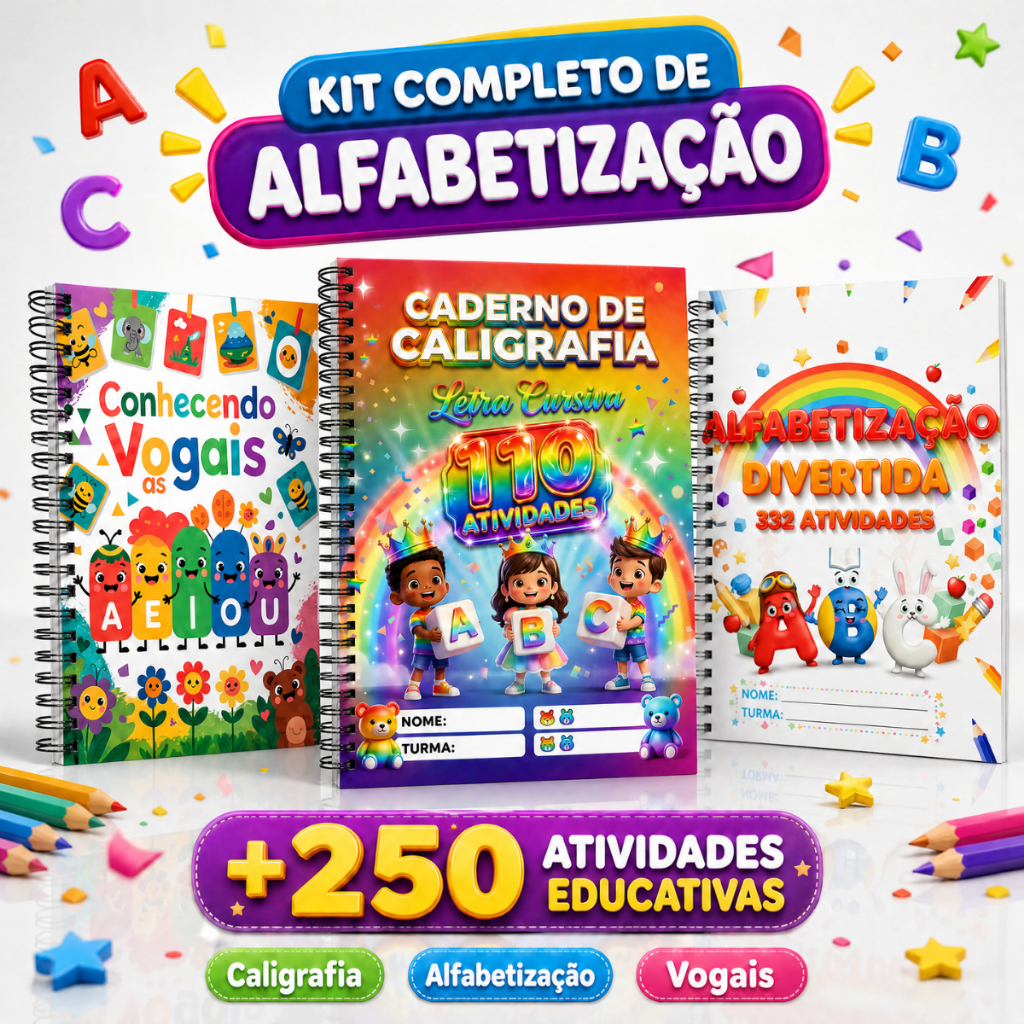 3 Apostila de Alfabetização Infantil Atividades Aprender a Ler e Escrever Educação Infantil completa