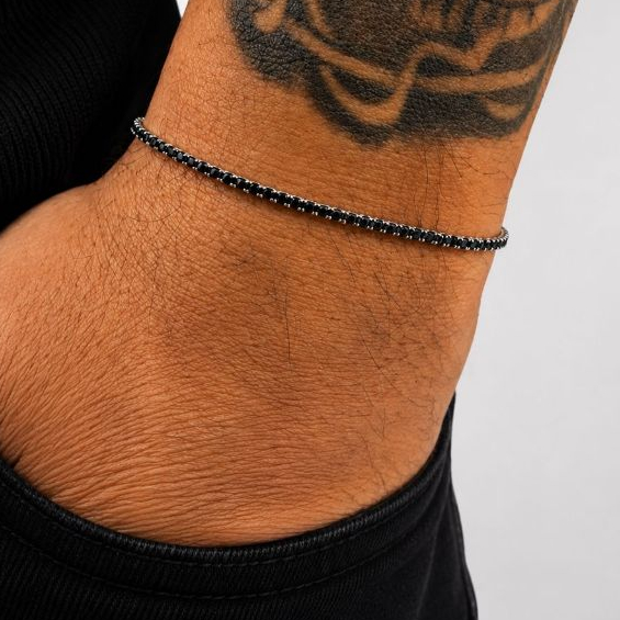 Pulseira Black Aço Inox Preta 20cm Elástica Unissex Uso Diario Envio Imediato