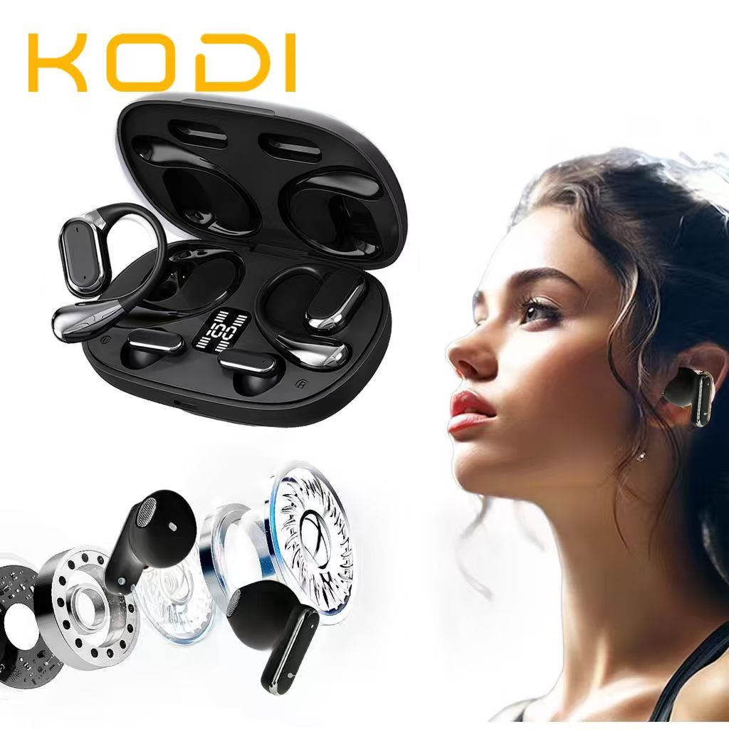 Fone Esportivo Bluetooth 5.4 com Gancho Auricular – À Prova de Suor e Bateria com Indicador LED -B6