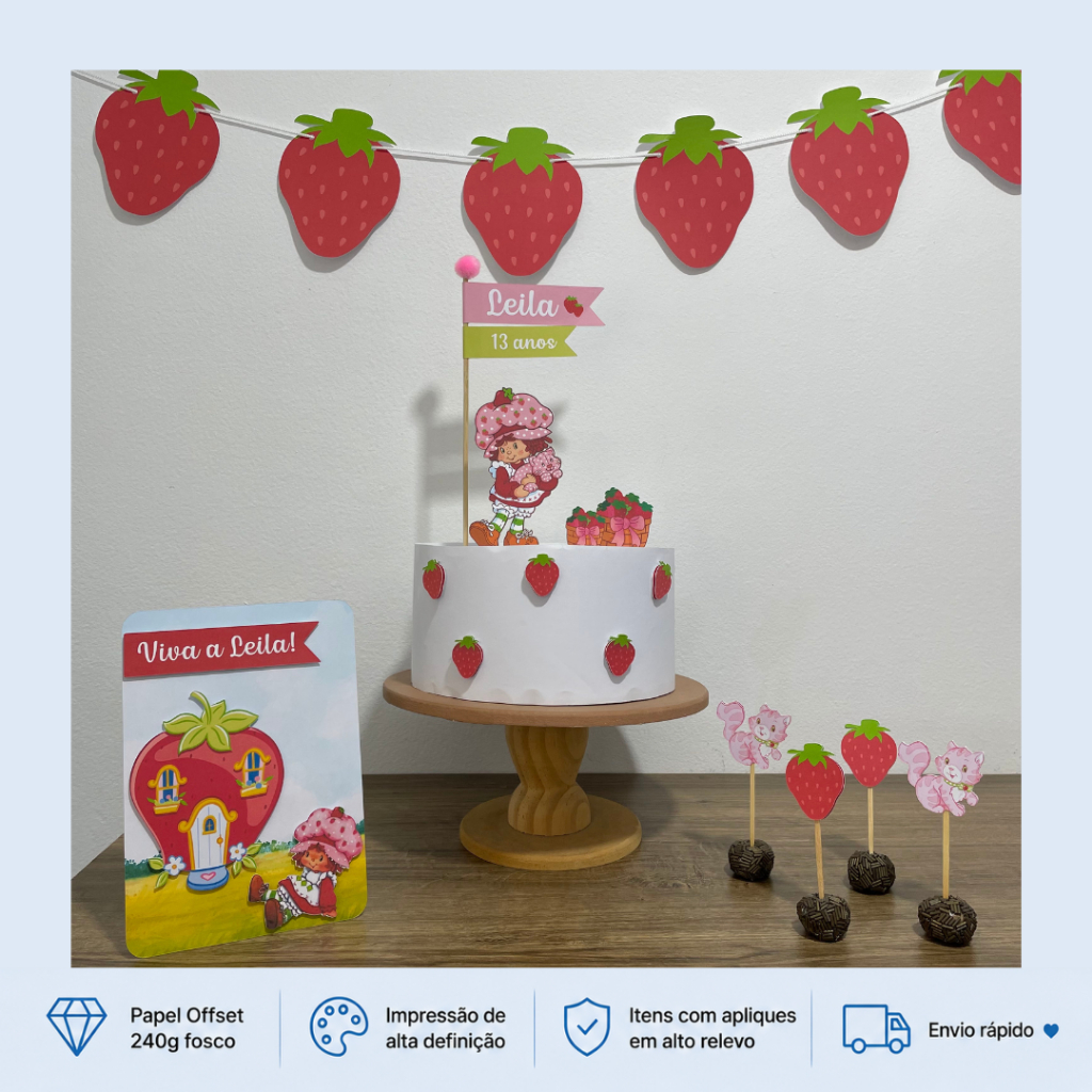 Kit Festa Moranguinho Personalizado /Fazemos Todos os Temas/Mesversário Aniversário