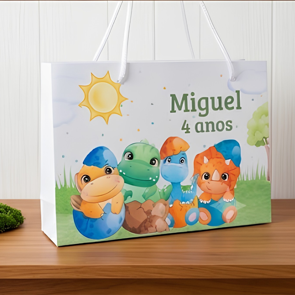 Sacolinhas Personalizadas dinossauros - Lembrancinha - Aniversário - Sacola - PEGUE E MONTE - TODOS OS TEMAS - Festa