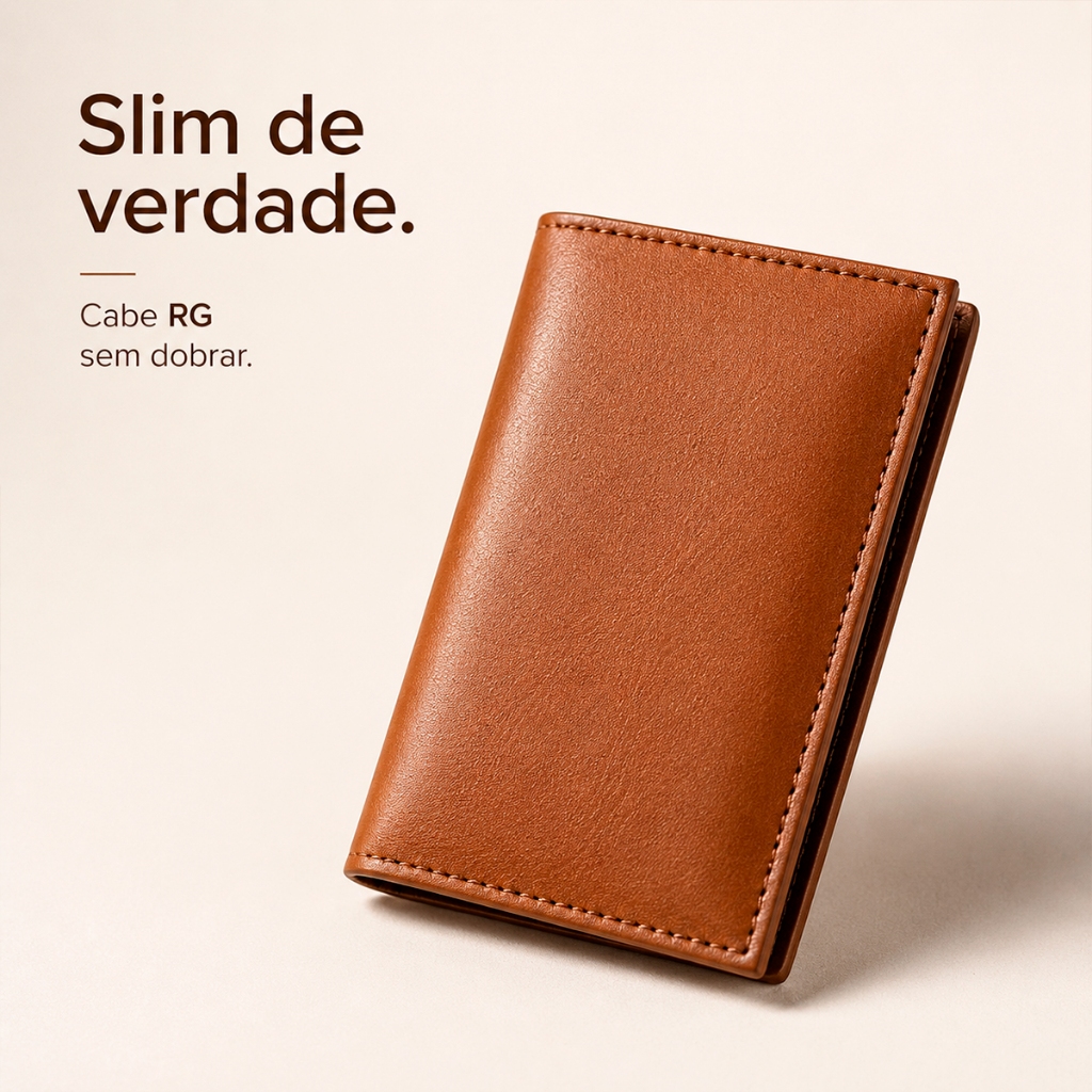 Carteira Masculina Eddias Essencial Couro 100% Legítimo Porta Cartão Documento CNH RG