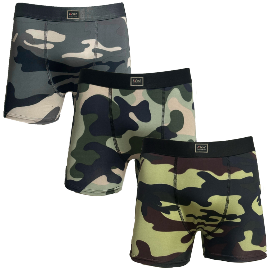 KIT 6 CUECAS BOXER CAMUFLADA MICROFIBRA ADULTO - KLOT - CUECA BOX
