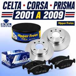 Kit Disco De Freio Solido + Pastilha Celta Corsa Prisma 2001 a 2009