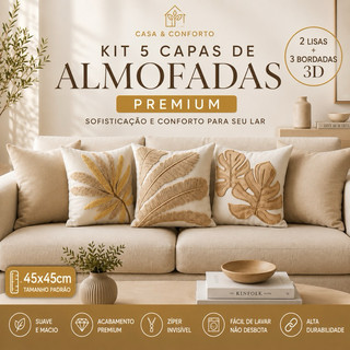 Kit 5 Capas de Almofadas Premium 45x45 Sublimadas 3D Decorativas para Sofá Sala Luxo